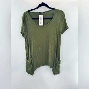 3for$20 Meaneor Olive Green Women's Top with Pockets size: Small or Medium